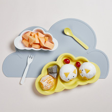 竹纤维创意儿童云朵餐盘甜品盘水果盘宝宝辅食训练餐具碗盘套装