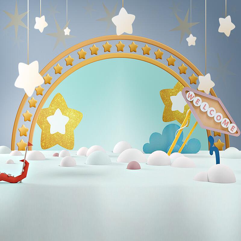 小主持舞台背景墙纸墙布卡通造型学校主播教室演讲口才培训班壁纸