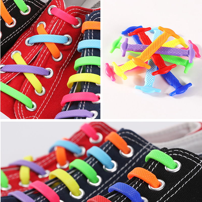 新款硅胶鞋带免洗免系免绑松紧弹力个性网红懒人鞋带厂家订制批发