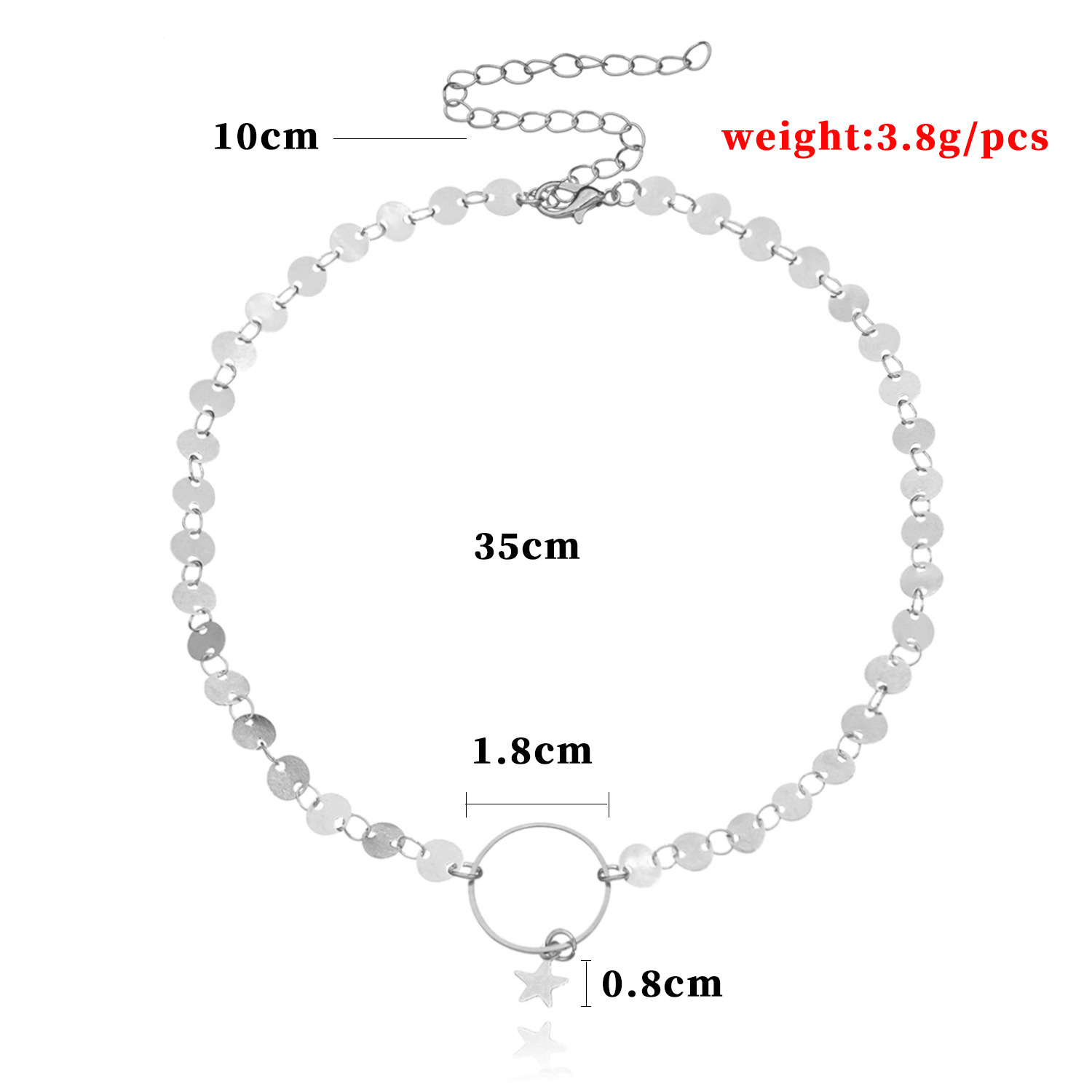 Korean Style Golden Moon XINGX Necklace Pentagram Clavicle Chain Sweater Chain Necklace Women Cross-Border Sold Jewelry