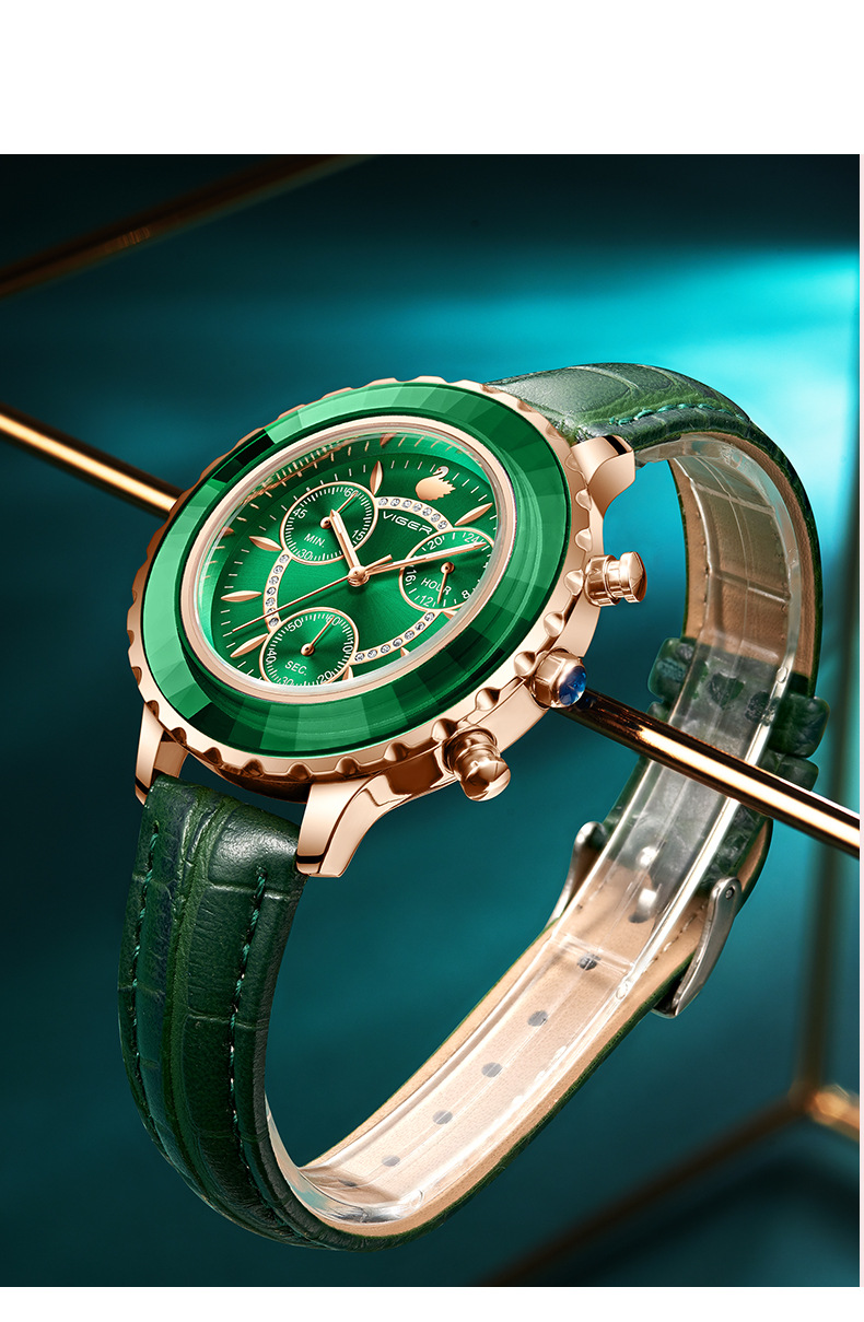 瓦格抖音爆款新款时尚手表女韩版真皮石英腕表防水女士手表欧代