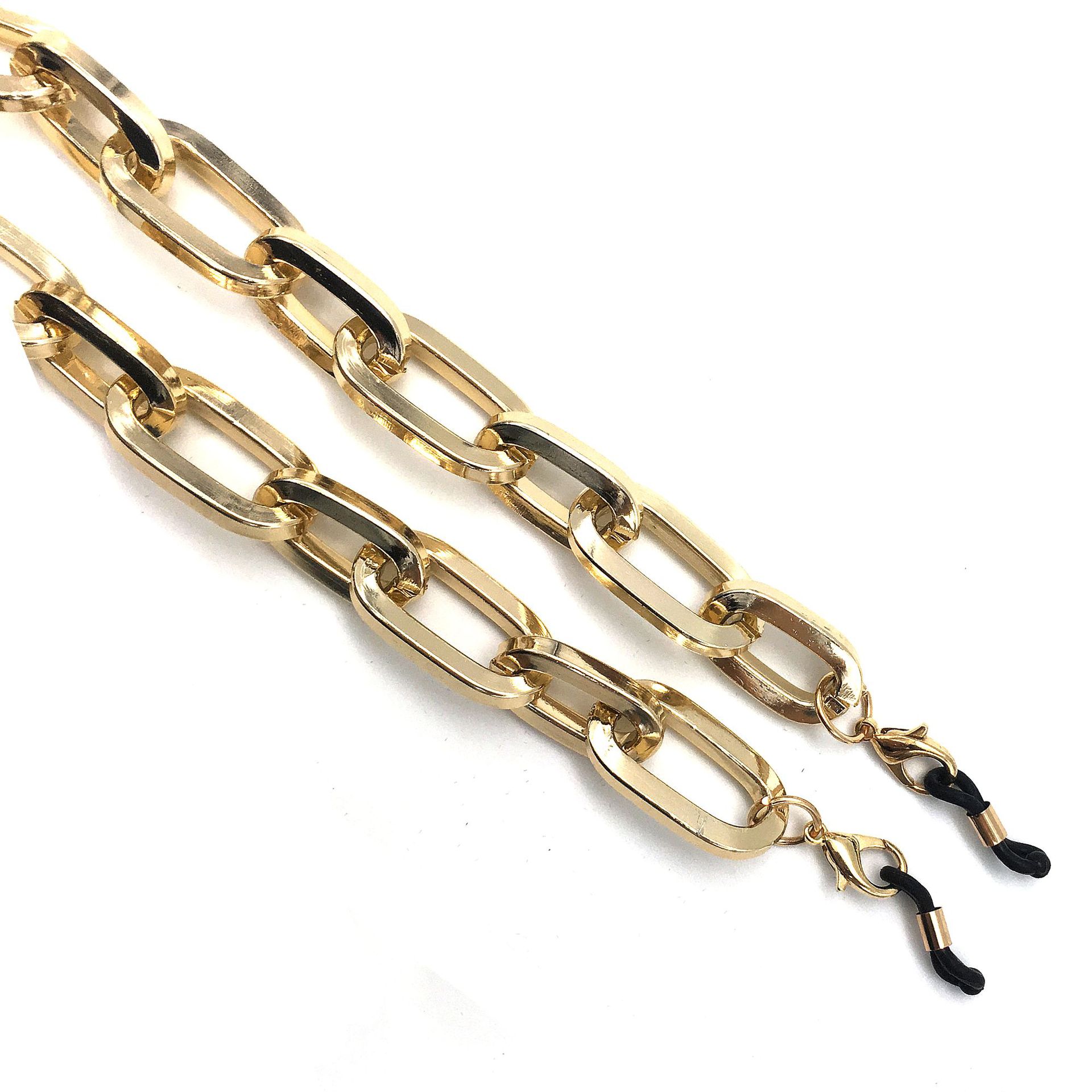 厂家直销欧美爆款潮流大金链子眼镜链眼镜绳金属金色铝镁眼镜链