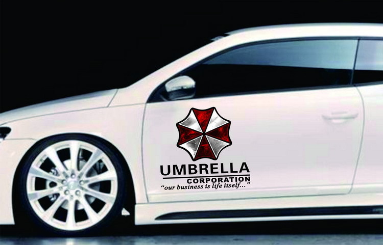 生化危机保护伞车贴 个性反光安布雷拉umbrella车门灯眉贴纸r457