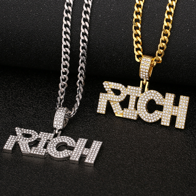 欧美嘻哈项链rich晋级hiphop嘻哈项链吊坠饰品