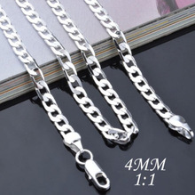 欧美潮流精美首饰外贸热销时尚 银饰4MM一间一一比一侧身项链