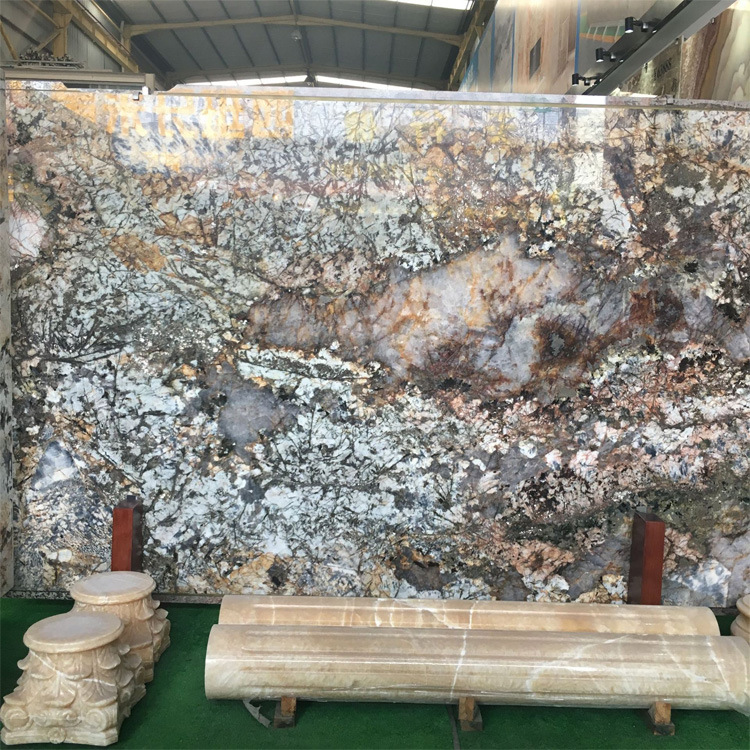 巴西奢石毕加索潘多拉雪山飞狐透光大理石材背景墙玄关画台面茶几