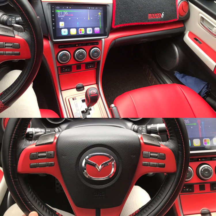 适用于马自达6睿翼改装内饰贴纸 中控台排档位装饰碳纤维汽车贴膜