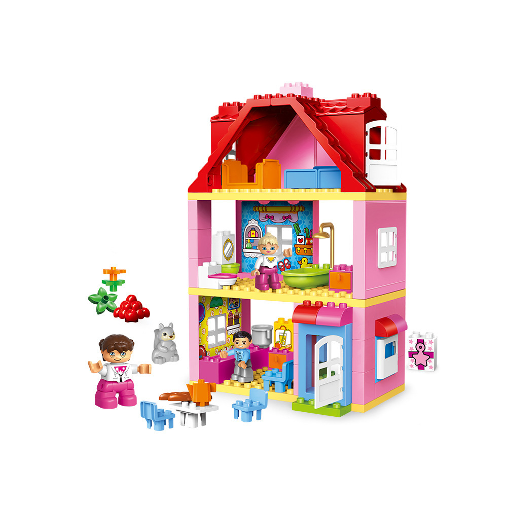 格格乐 78颗粒兼容乐高大颗粒儿童益智拼装积木玩具女孩房屋 1042