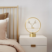 北欧台灯 卧室床头柜灯ins创意鹿头台灯简约现代浪漫装饰全铜台灯