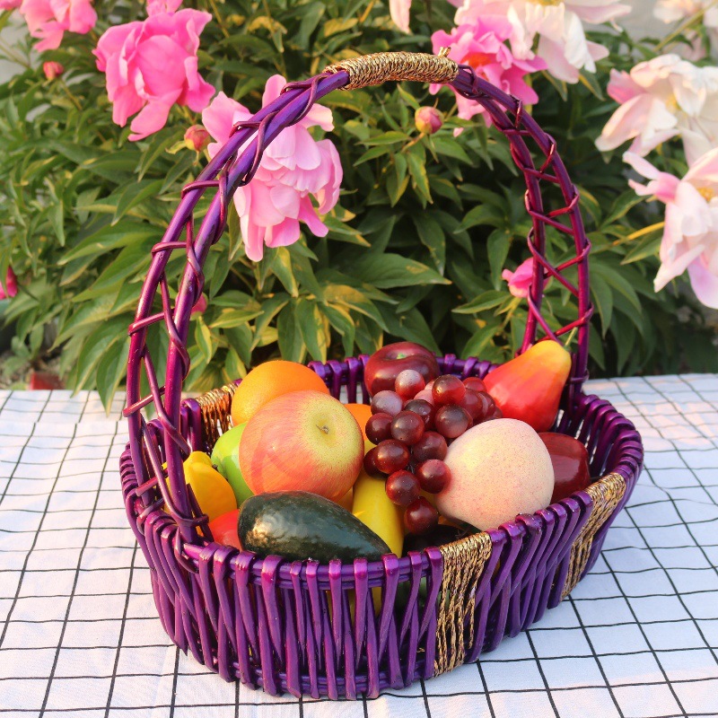 厂家批发制作藤编水果篮礼品包装篮花篮婴儿满月衣服包装篮柳编篮