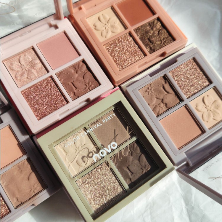 novo四色眼影盘ins超火学生党初学者小盘便携闪粉珠光防水大地色
