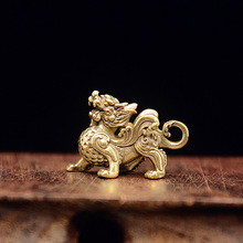 黄铜瑞兽麒麟钥匙扣挂件铜貔貅吊坠工艺品小铜器地滩货源