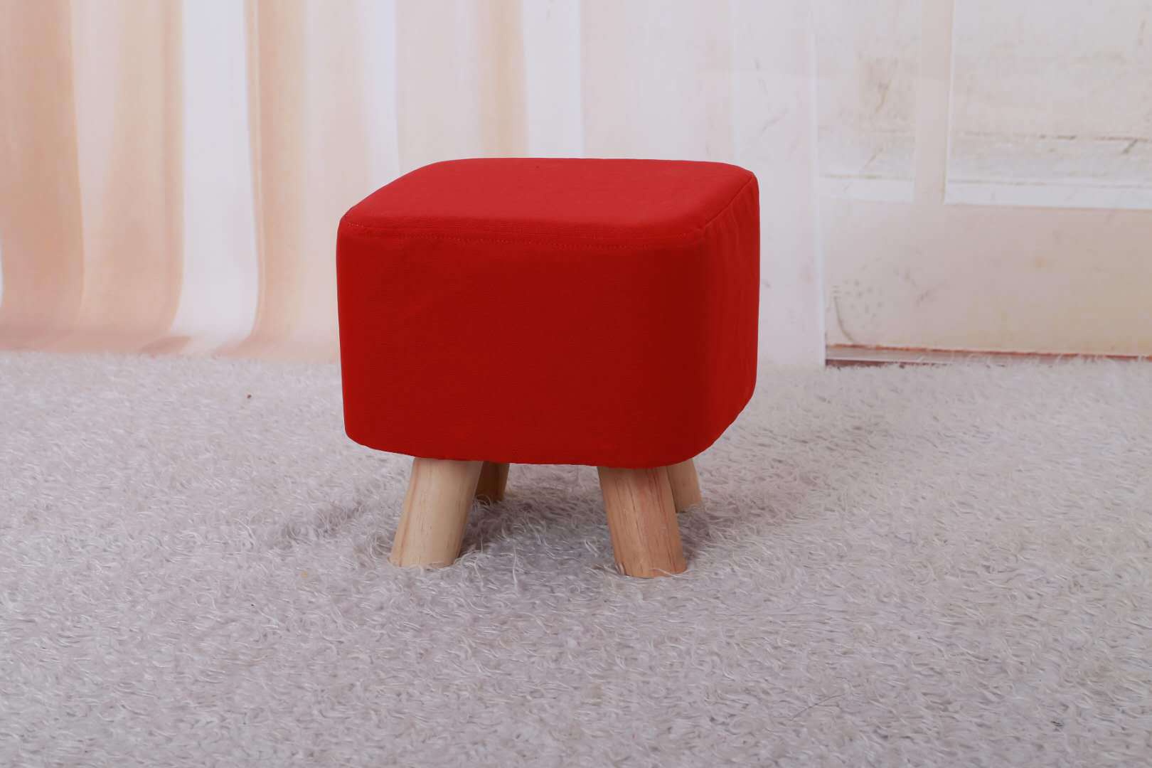 小布凳儿童小凳子布艺礼品凳小木墩换鞋凳实木小矮墩圆凳小板凳