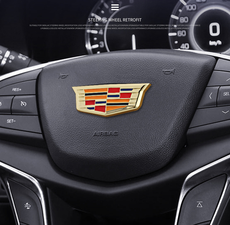 适用于凯迪拉克xt5xt4 xt6 ct6 xts ct5改装方向盘金属标内饰车标