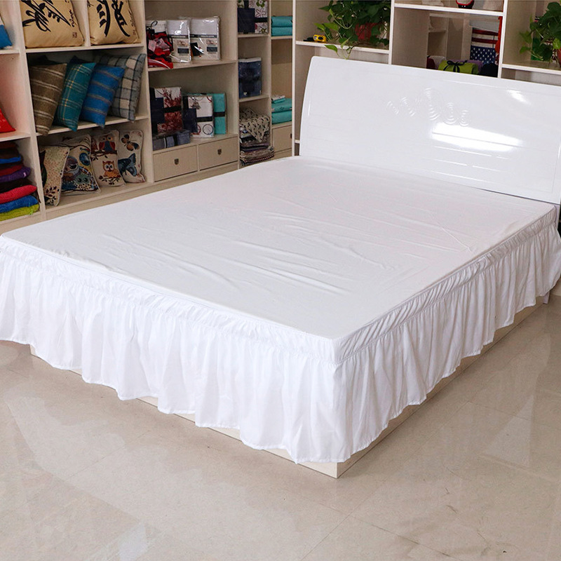 跨境弹力松紧纯色酒店宾馆床裙单双人床百褶床罩床尾裙bedskirt