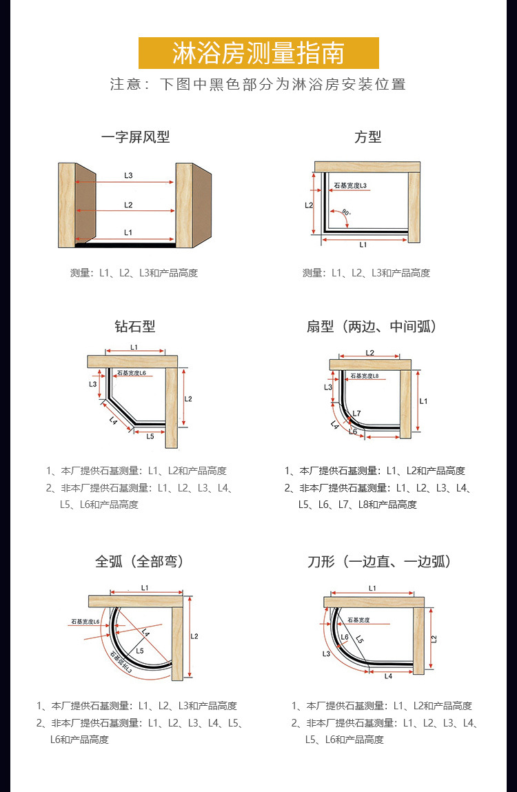 铝合金方形简易淋浴房 二固一活推拉门卫生间淋浴房定制洗澡间