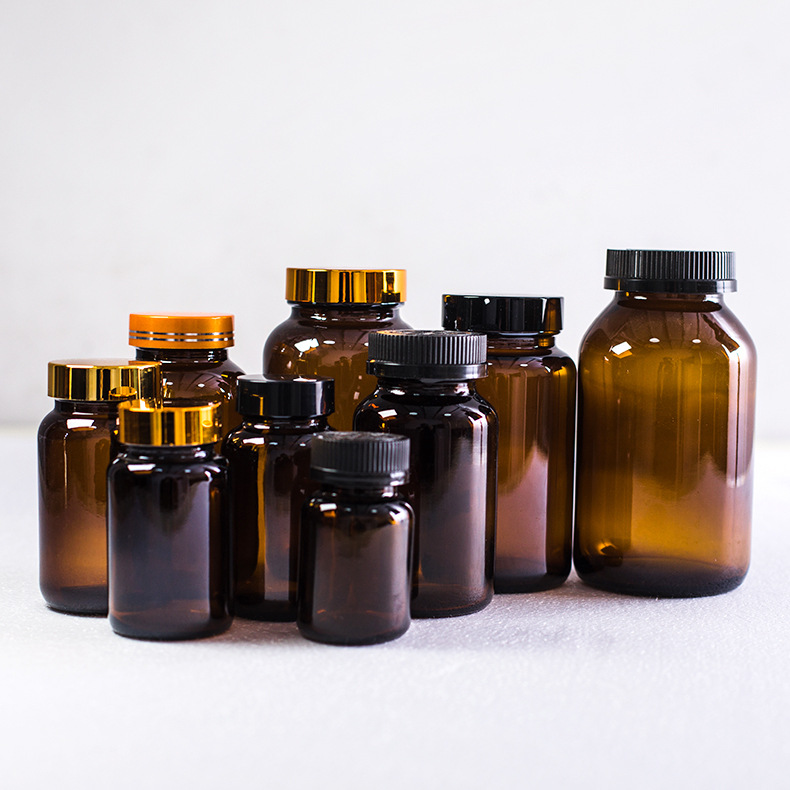 茶色密封玻璃瓶 胶囊瓶避光药瓶 小药丸分装瓶 密封冻干粉瓶批发