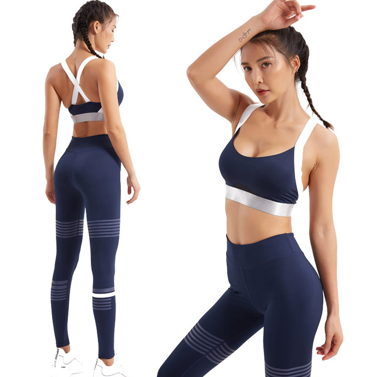2021 new yoga wear foreign trade sportswear plus size european and american running offset printing fitness vest spring and summer sports suit