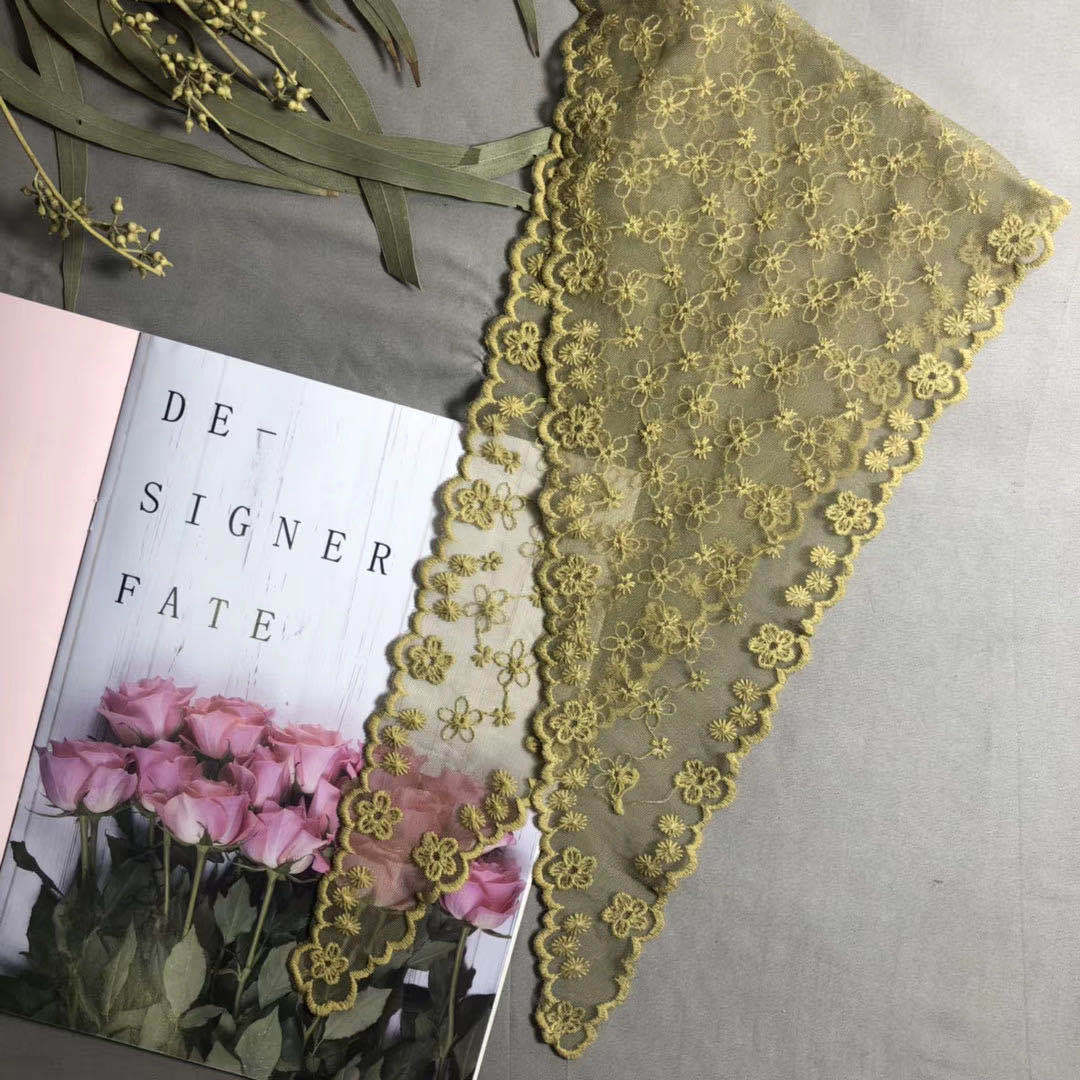 Dongdaemun Ins Style New Scarf Women's All-Match Spring and Autumn Scarf Shawl Embroidered Lace Cut-out Ruffles Thin Hair Band