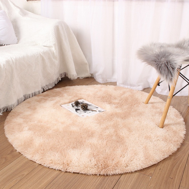 Cross-Border Tie-Dyed Carpet round Plush Variegated Gradient Floor Mat Hanging Basket Cushion Computer Chair Cushion Dressing Table Tent Mat