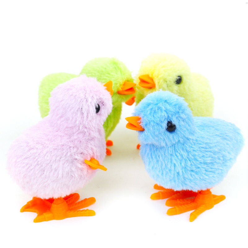 Wind-up Spring Chick Simulation Plush Toy Net Red Jumping Chick TikTok Same Children's Nostalgia Toy