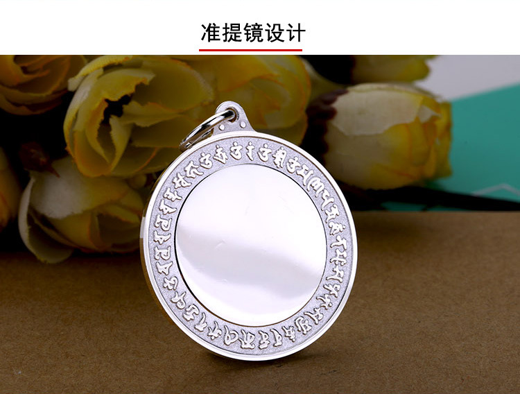 s999足银准提镜佛母菩萨男女吊坠项链儿童挂件新品