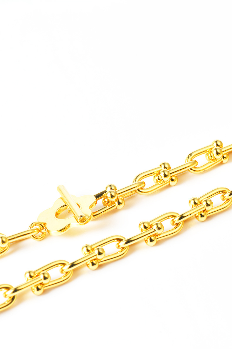 小众品牌ins大热犷马蹄金链子 时尚项链网红嘻哈粗链条情侣毛衣链