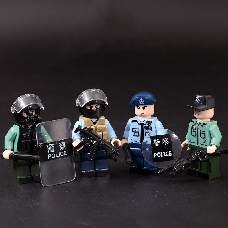 兼容乐高防暴警察sts速龙小队ptu香港警察军事人仔飞虎队拼装玩具