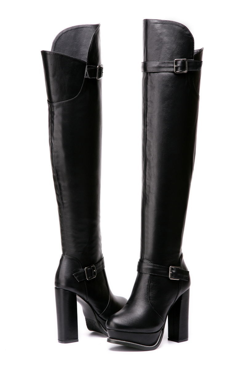 真皮长靴女过膝显瘦2020秋冬新款防水台长筒女士粗跟高筒皮靴女靴