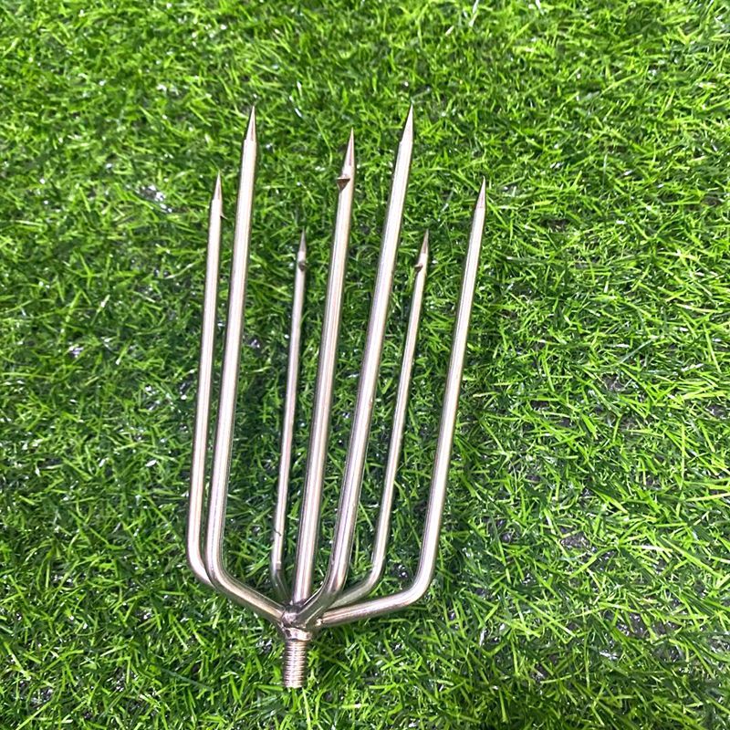 不锈钢鱼叉 大7齿圆叉 8毫米螺母可配抄网杆渔具批发