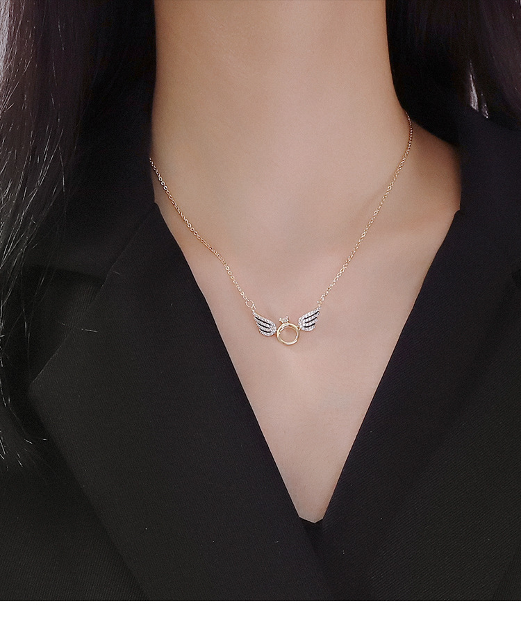 天使翅膀项链女锁骨链ins小众设计感性冷淡风玫瑰金2020新款