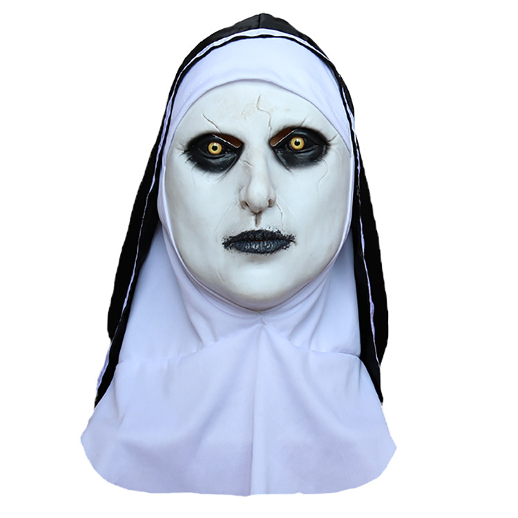 招魂修女面具万圣节乳胶圣母玛利亚面具假日舞会派对搞怪道具批发