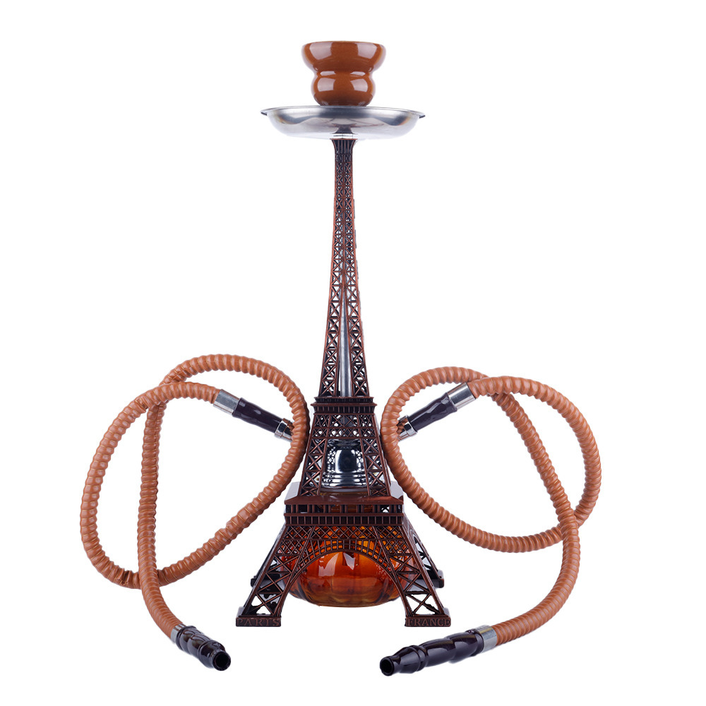 跨境新品阿拉伯水烟烟具套装shisha hookah 埃菲尔铁塔双管水烟壶