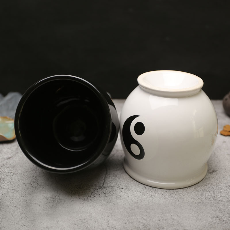 特大号陶瓷拔罐器减肥火罐太极能量罐凹底陶瓷拔罐器五行能量罐