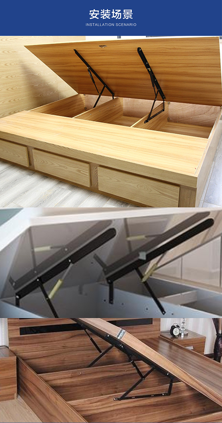 大床气撑榻榻米床用液压支撑举升器加厚重型床底收纳柜气动支撑架