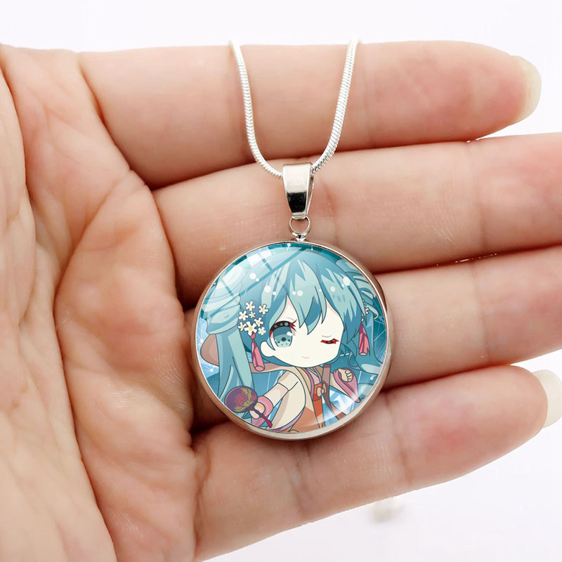 动漫周边 初音未来时光宝石吊坠项链洛天依雪初音乐正绫配饰批发