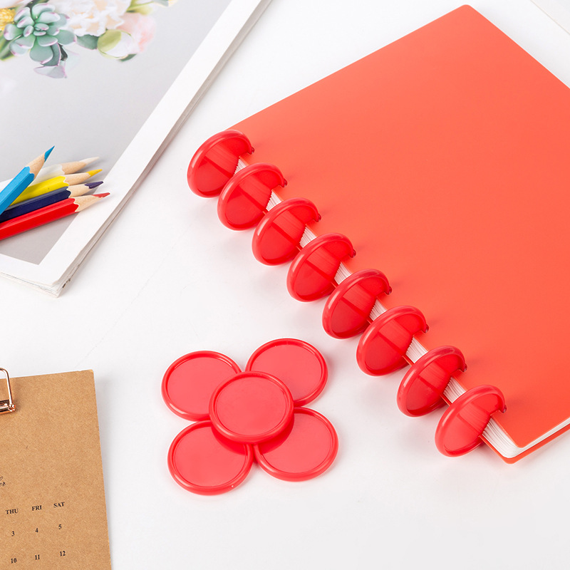 新款实心红色 蘑菇扣笔记本活页扣塑料扣 活页笔记本大盘实心扣