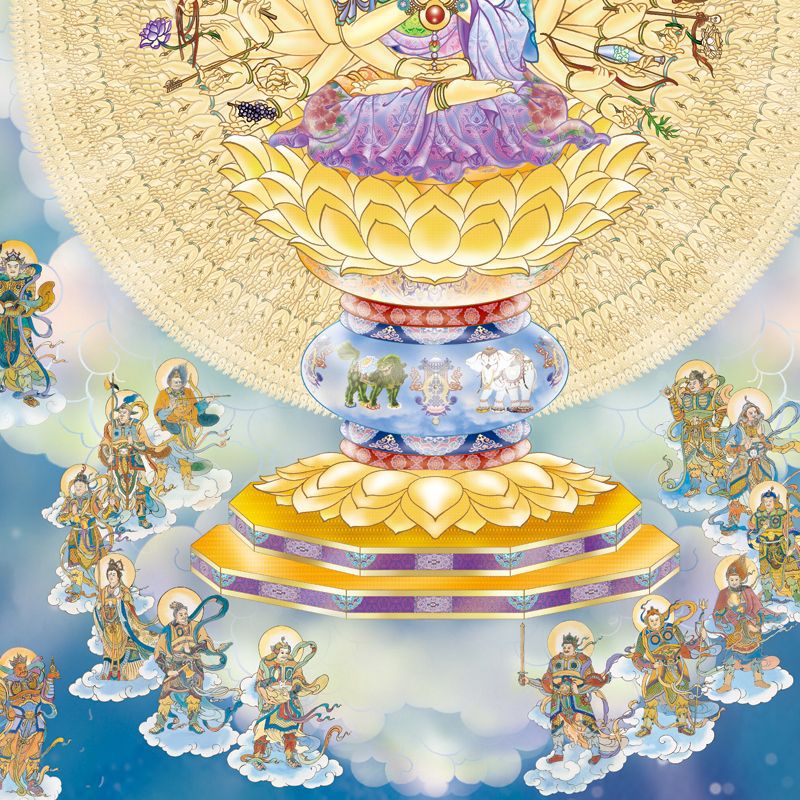 千手千眼观世音菩萨佛像画挂画 千手观音画像 佛堂供奉卷轴画装饰