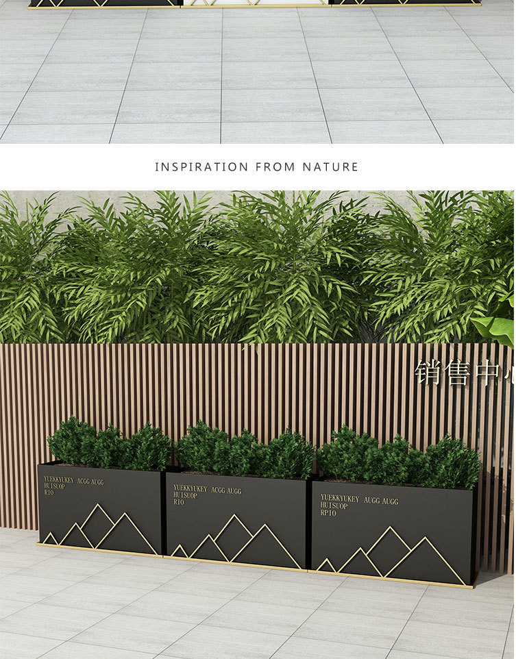 简约室外铁艺花箱 咖啡厅奶茶店户外装饰花槽 步行商业街隔断花坛