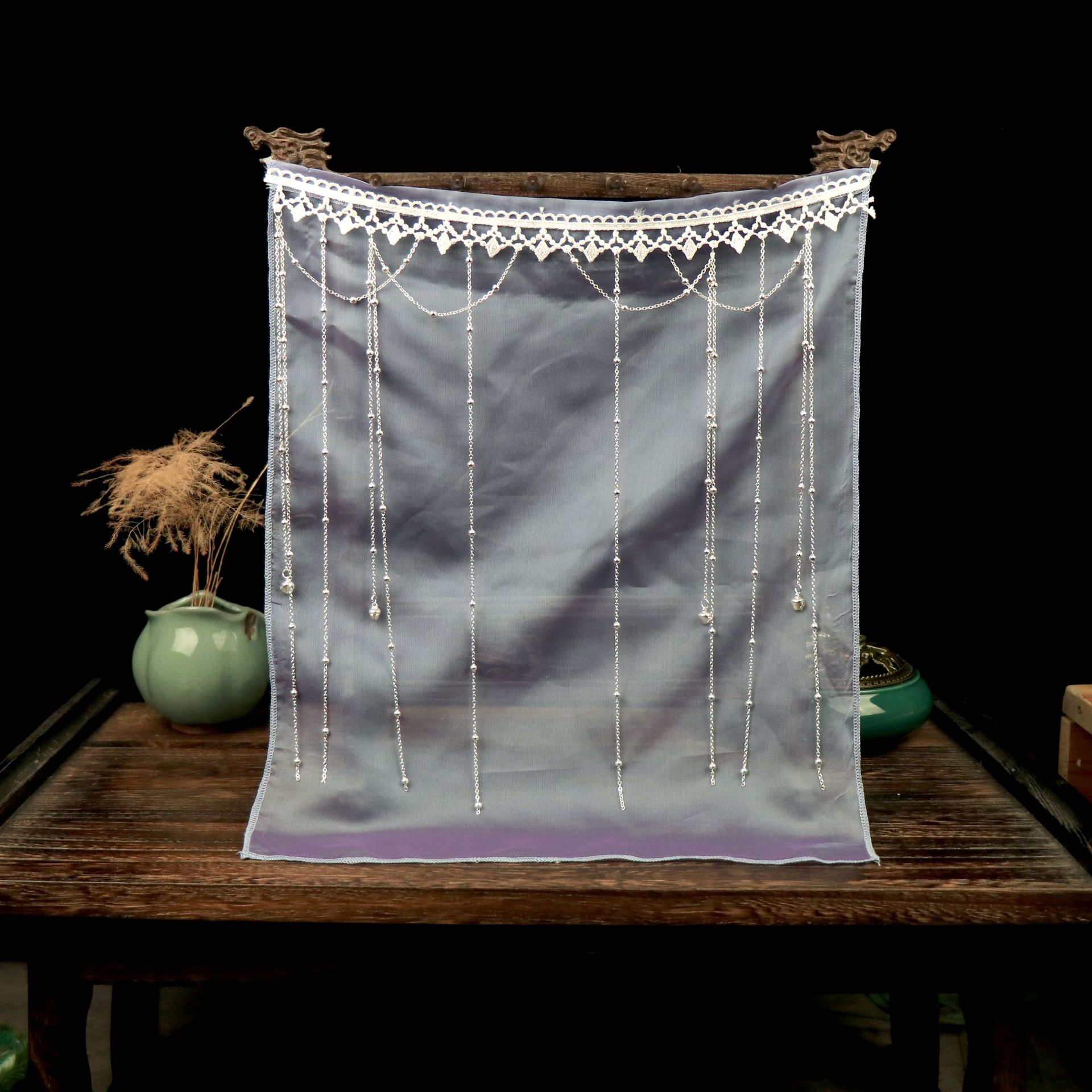 贰玥新品面纱 铃铛面纱女百搭配饰防晒古风蒙面纱巾【珠帘面纱】