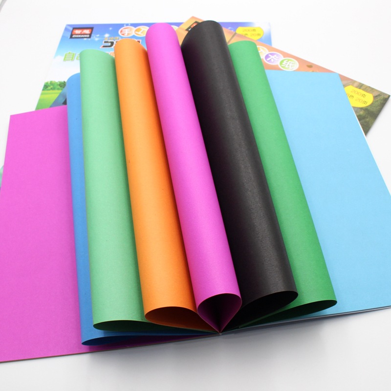 批发8k彩色卡纸200克手工卡纸18色18张diy益智手工彩卡纸办公文具