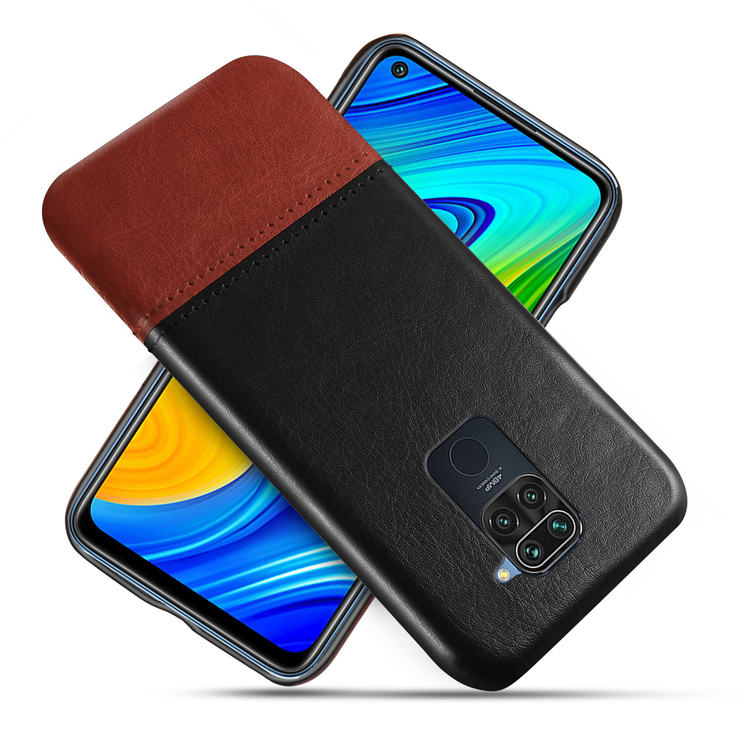 适用于红米note9手机壳手机套红米note9拼接皮套保护套皮质手机壳