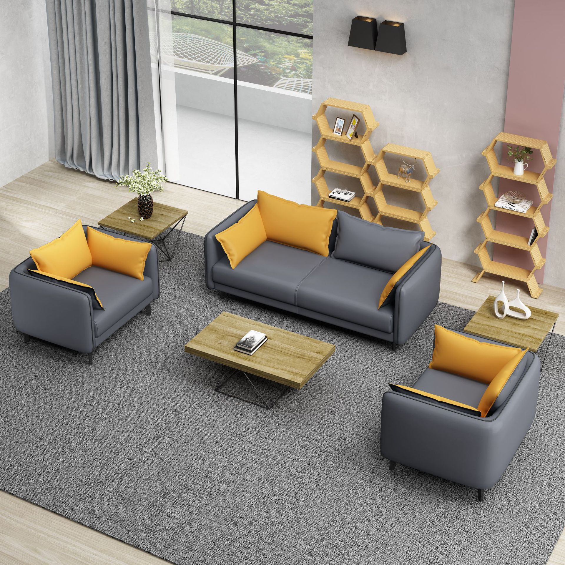 远昂厂家 西皮现代简约沙发 商务接待办公室沙发