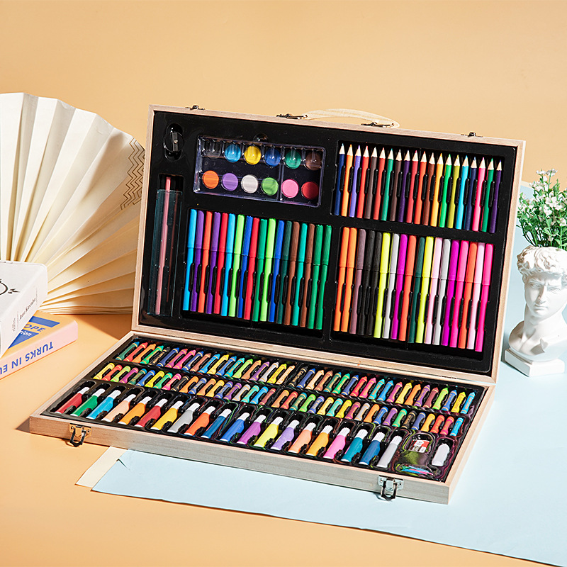180木盒水彩笔套装儿童绘画套装彩笔套装批发