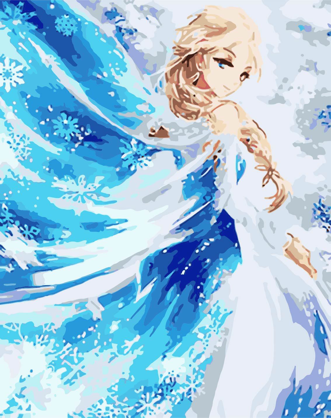厂家直销diy数字油画 40*50无框填色手绘客厅卧室装饰画冰雪少女