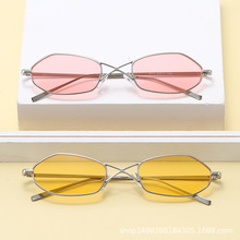 跨境不规则太阳镜男小框海洋透明彩色镜片眼镜女欧美眼镜流行款