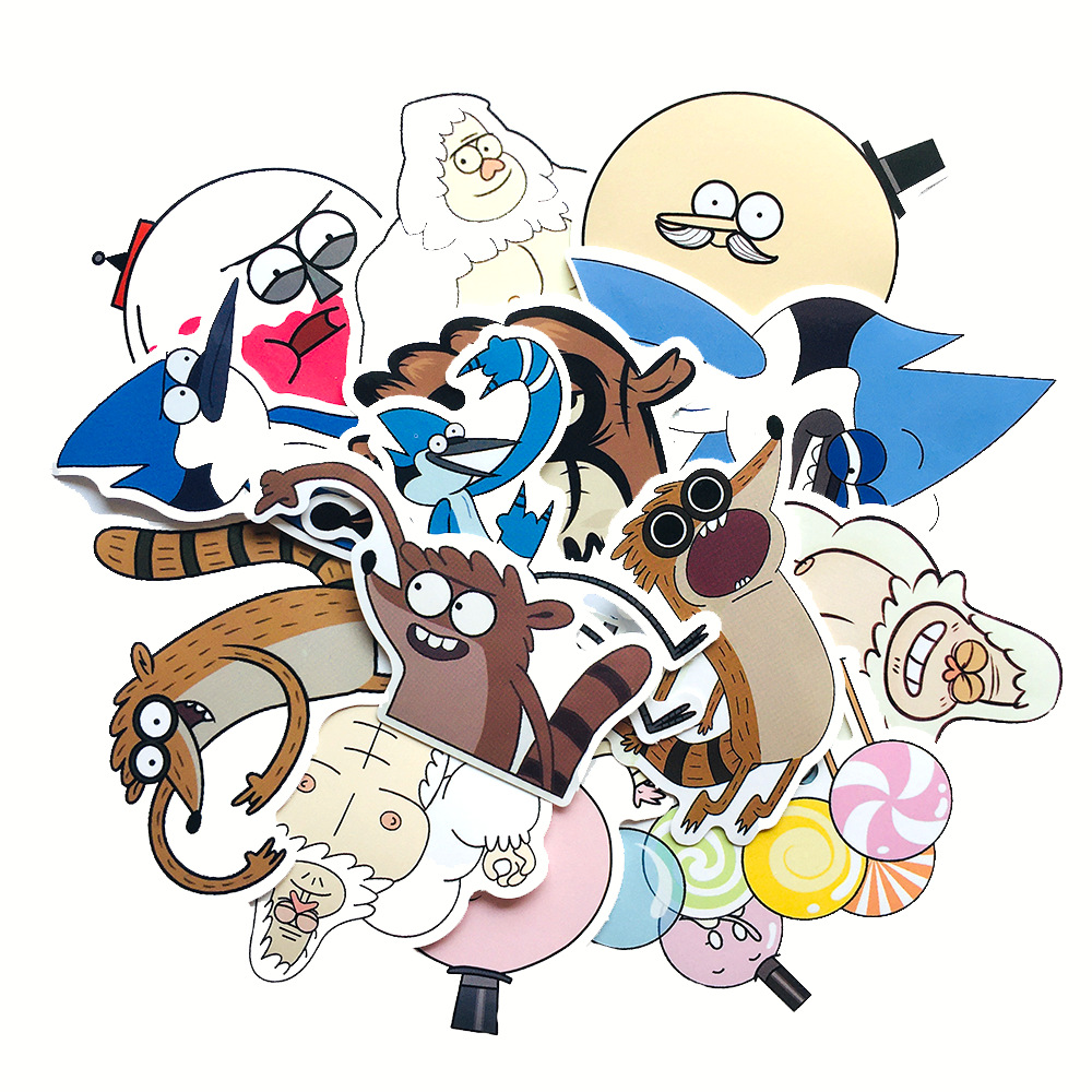 15张小套装美国regular show天兵公园涂鸦贴纸pvc行李箱汽车防水