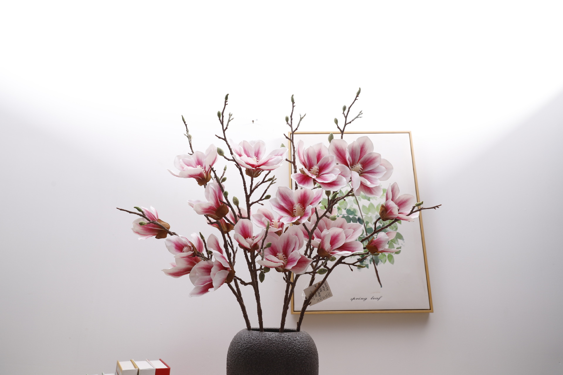 批发3d5头玉兰仿真花室内软装单支玉兰花摆件酒店客厅餐桌花装饰