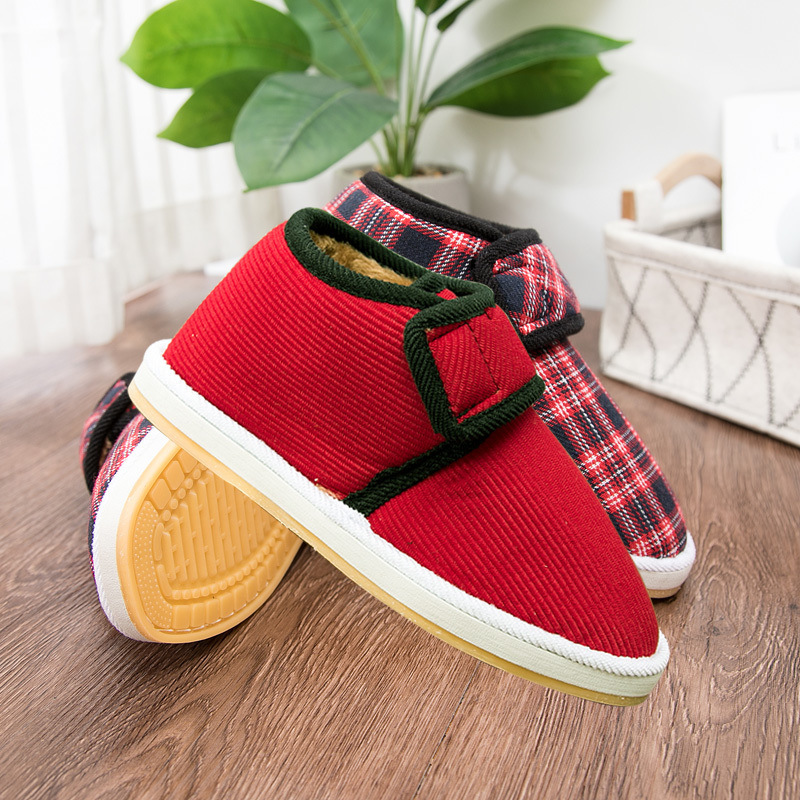 大花棉鞋冬加绒室内包跟棉拖鞋妈妈棉拖鞋男保暖鞋中老年防滑