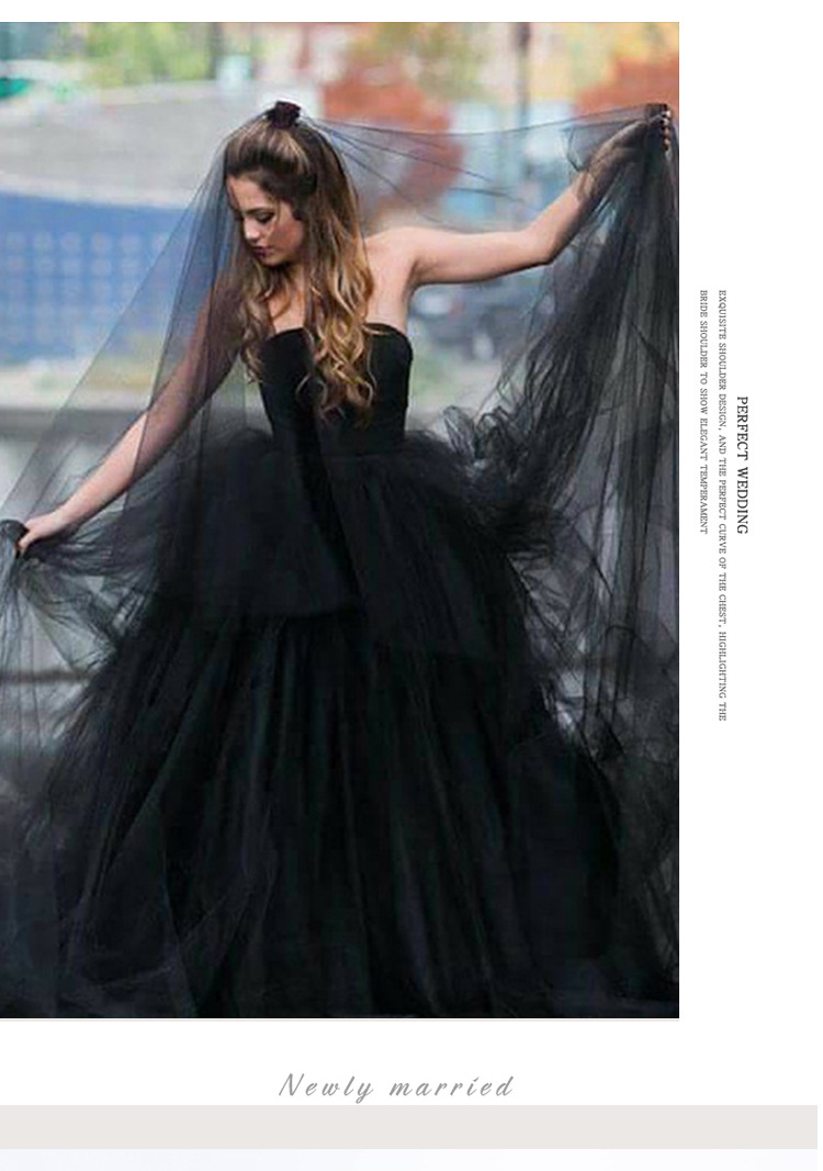 新娘头纱黑色 韩式新款超长婚纱头纱万圣节简约百搭写真头饰超仙